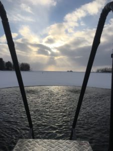 ice swimming sunset